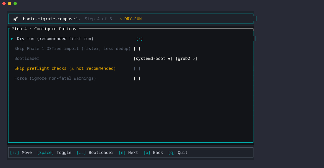Configure options